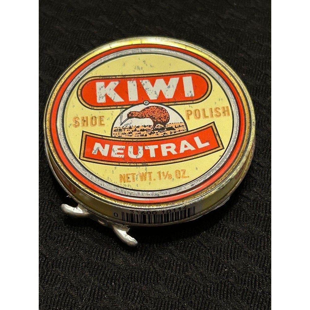Vintage Kiwi neutral 1 1/4" shoe polish tin collectible- 98% Full